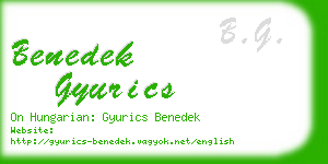 benedek gyurics business card